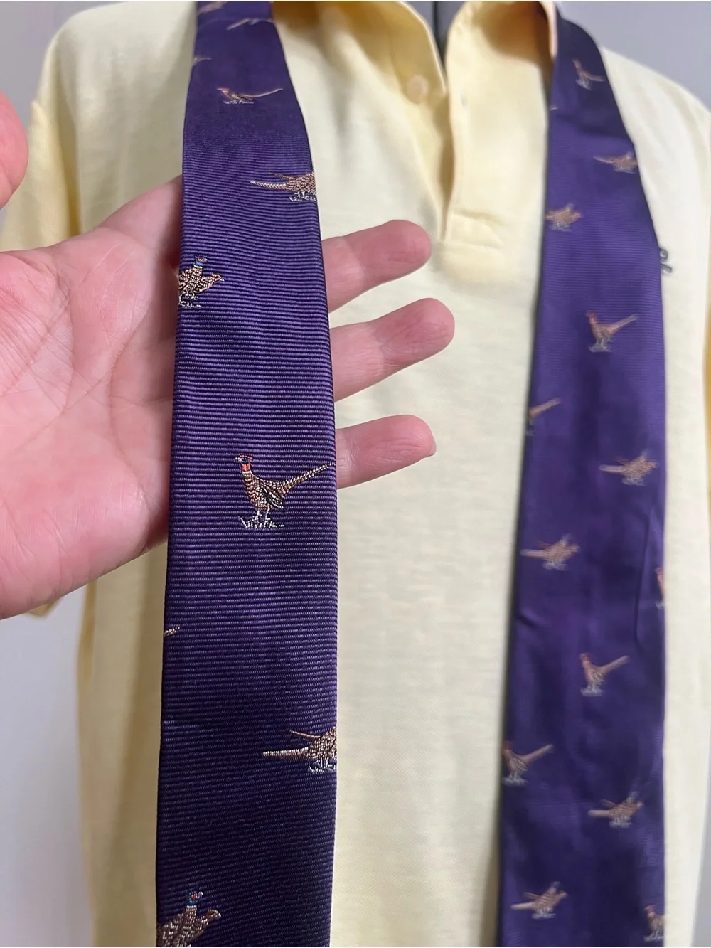 J. Crew Purple Pheasant Motif Silk Tie